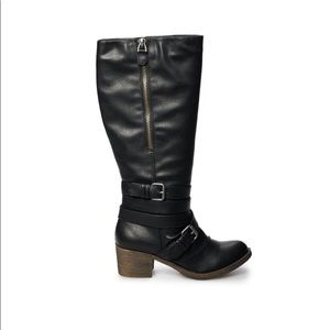 Knee high women’s boots with block heel /black
